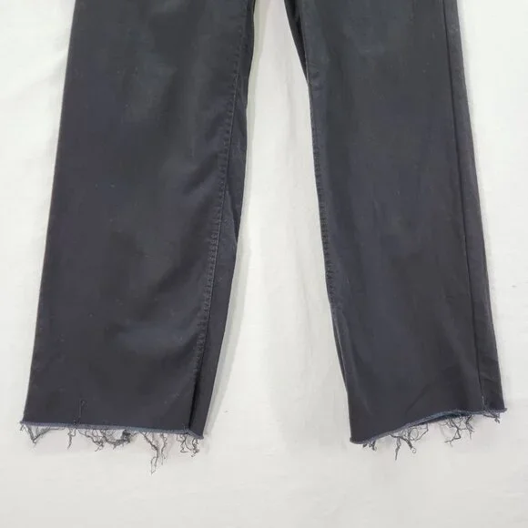 Oat New York Jeans Women's Size 4/27 Black Denim High Rise Wide Leg Raw Hem - Picture 9 of 15